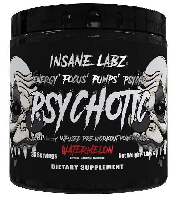 Pré Treino Psychotic Black, Sabor Watermelon, 220g, Insane Labz
