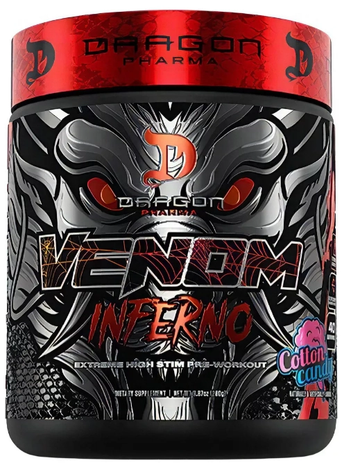 Pré treino, Venom Inferno, 280g, Sabor Algodão doce, Dragon Pharma