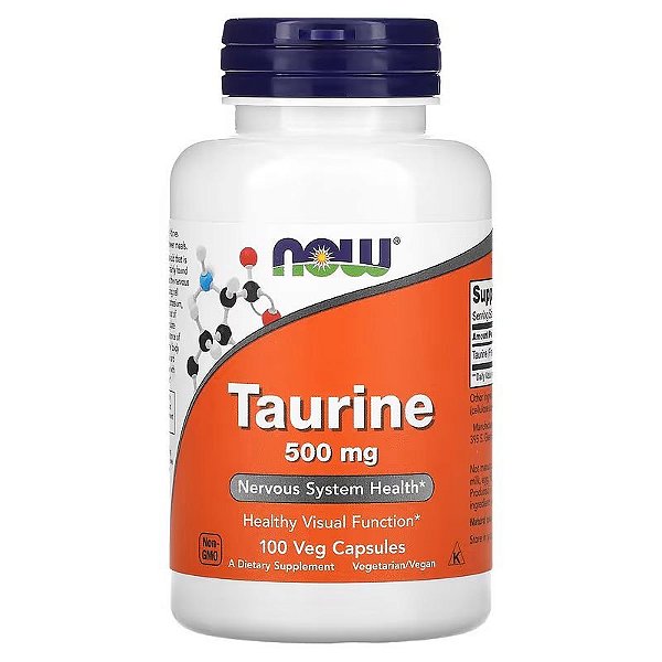 Taurina 500 mg 100 Cápsulas Vegetais, Now Foods
