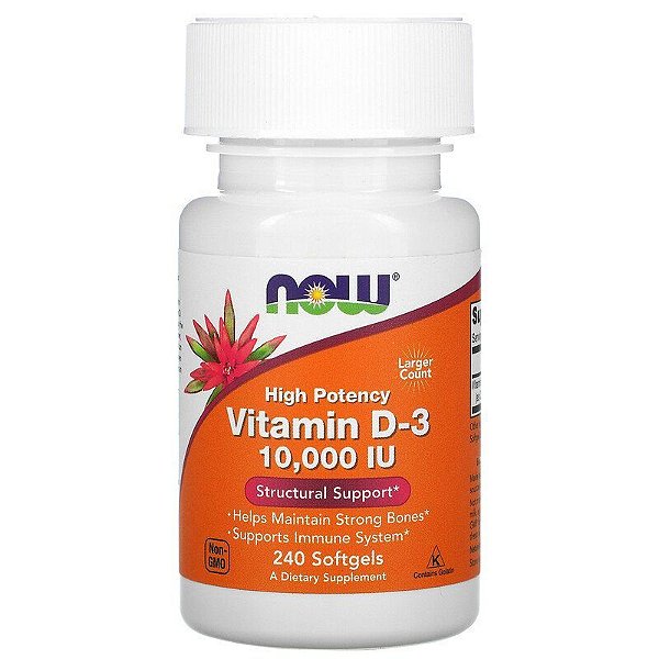 VITAMINA D3 10000 UI – 240 CAPS SOFTGELS NOW FOODS