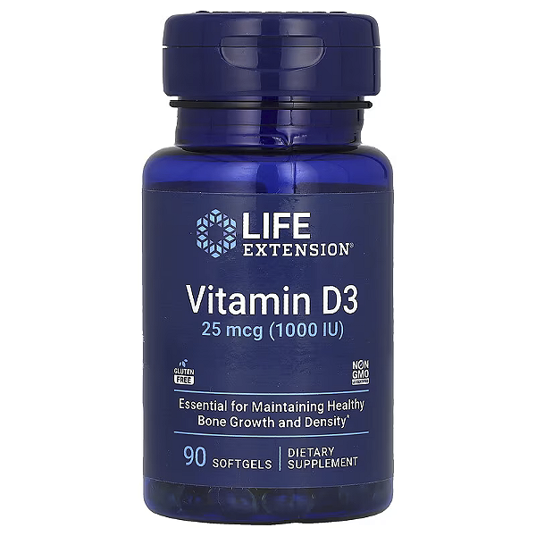 Vitamina D3 25mcg 1000UI (90 Softgels) – Life Extension