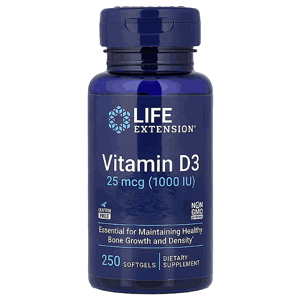 Vitamina D3 25mcg, 1000UI, 250 Softgels, Life Extension
