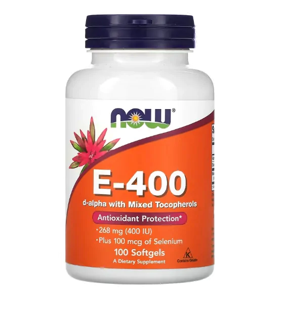 Vitamina E400UI, com selenium, 100 Cápsulas, Now