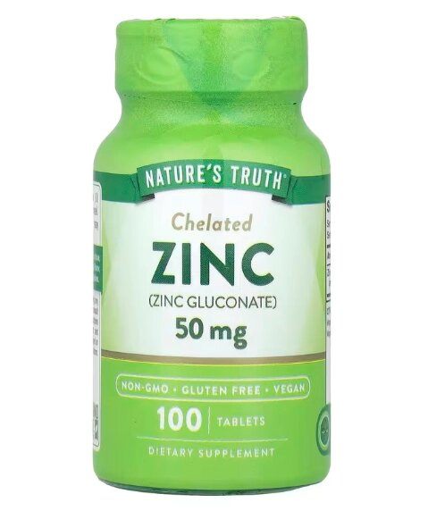 Zinco Quelado 50mg, 100 Comprimidos, Nature's Truth