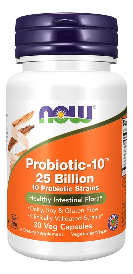 Probiótico-10, 25 Bilhões, 30 Cápsulas, Now Foods