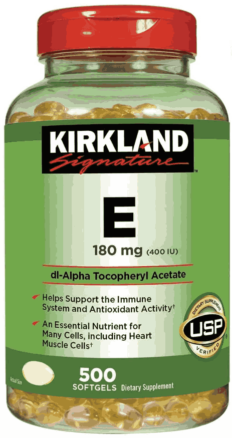 Vitamina E 400UI, 500 Cápsulas, Kirkland Signature