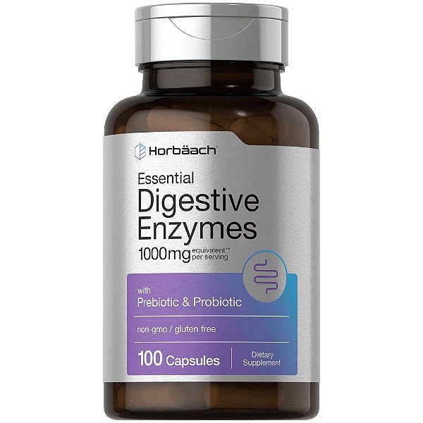 Essential Digestive Enzymes 1000mg, 100 Cápsulas, Horbaach