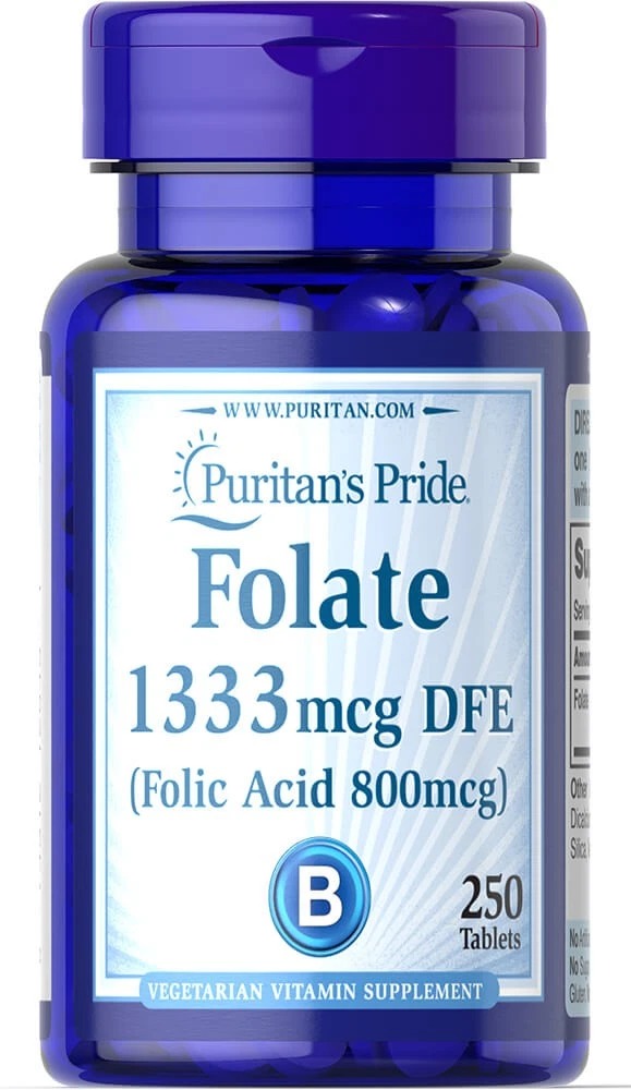 Folic Acid 800 mcg, 250 Tablets, Puritans Pride