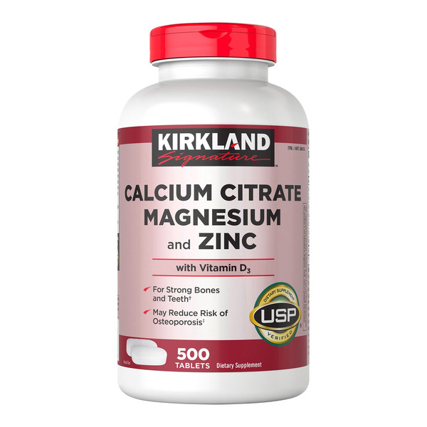 Citrato de Cálcio + Magnésio e Zinco, 500 Tabletes, Kirkland