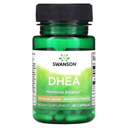 Dhea, 100mg, Máxima força, 60 cápsulas, Swanson