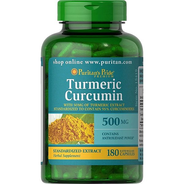 Turmeric Cúrcuma, 500mg, 180 cápsulas, Puritans Pride