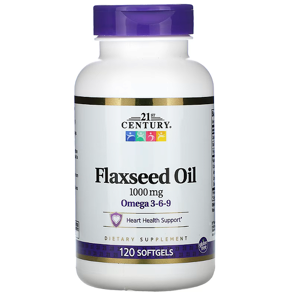 Flaxseed Oil, Óleo de linhaça, 1000mg, 120 cápsulas, 21s century