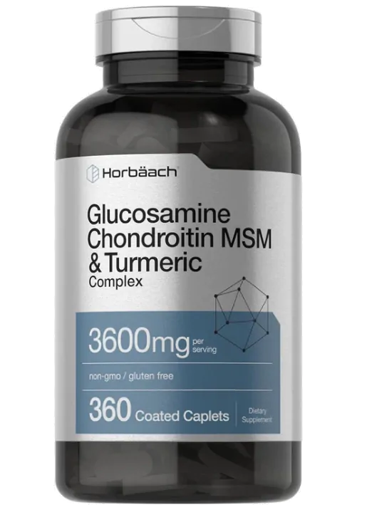 Glucosamina e condroitina com MSM e Cúrcuma, 3600mg, 360 Cápsulas, Horbaach