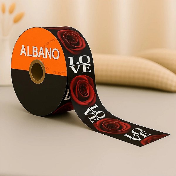 Fita Maxi Albano Love Rose 32mmx 100metros Laço Presente Decoração Embalagem