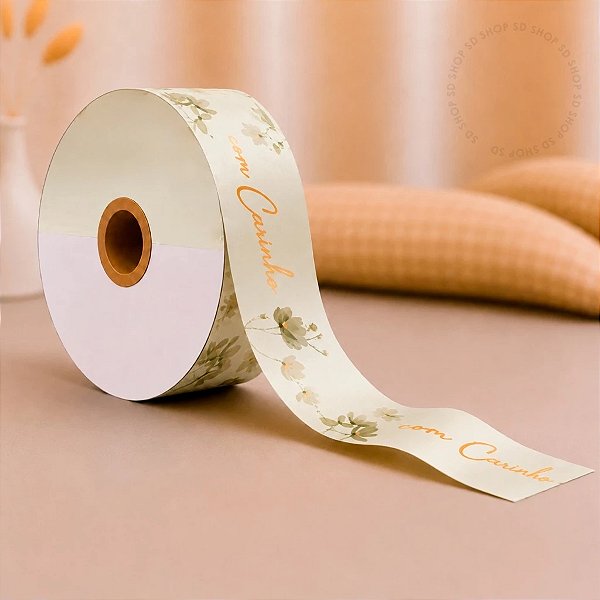 Fita Maxi Com Carinho Fiorella Verde com Ouro 32x100m Laço Presente Decoração Embalagem Sofisticado