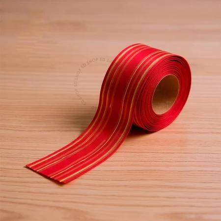 Fita Maxi Line Albano 32mmx100metros Vermelho Com Ouro Laço Presente Decoração Embalagem