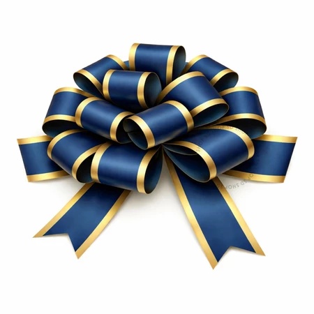 Fita Decorada 3D Azul Marinho com Ouro 32mmx100m Maxi Albano Laço Presente Decoração Embalagem