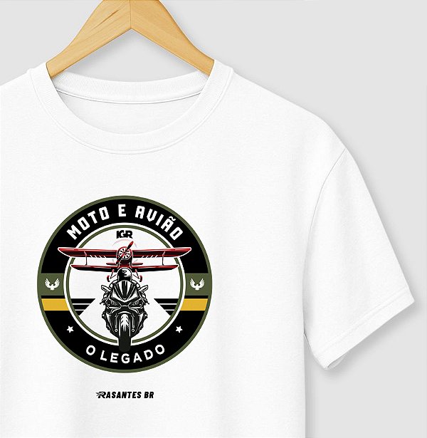 Camiseta Moto e Avião - Logo Branco