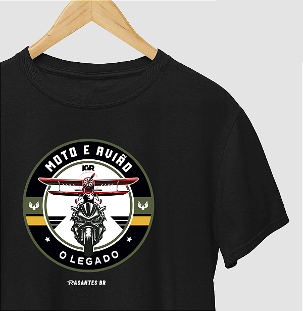 Camiseta Moto e Avião - Logo Preto