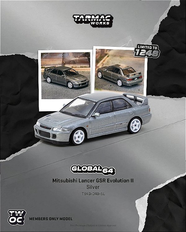 Tarmac Works - Mitsubishi Lancer Evo II GSR Silver TWOC Exclusive