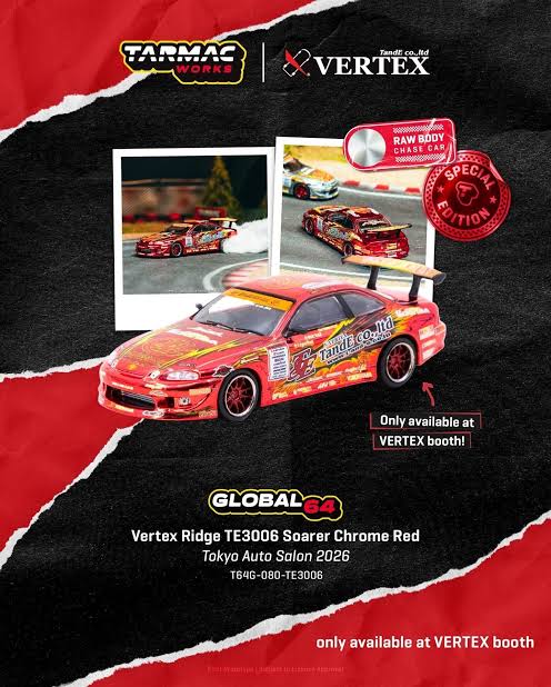 Tarmac Works - VERTEX Ridge TE3006 Soarer TAS2025 Red Chrome