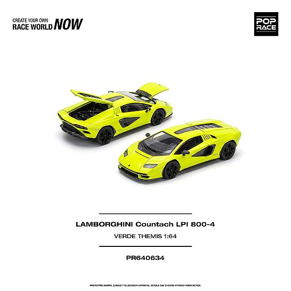 PRÉ VENDA - POP RACE - Lamborghini Countach LP800-4 Verde Themes