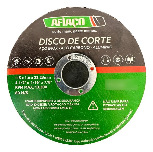 Kit 25 Discos De Corte Afiaço Inox/carbo/alum 1.6mm 4.1/2pol Preto