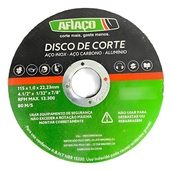Kit 25 Discos De Corte Afiaço Inox/carbo/alum 1.0mm 4.1/2pol Preto