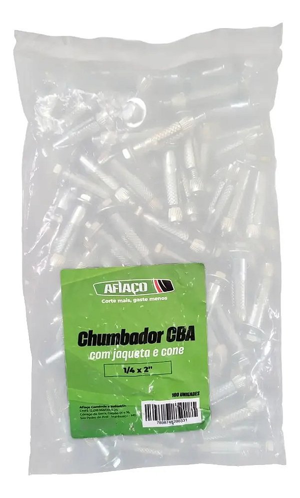 Chumbador Parabolt 1/4x2  Com Jaqueta Afiaço 100 Und