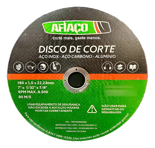 Kit 10 Discos De Corte Afiaço Inox/carbo/alum 1.5mm 7" Pol Preto