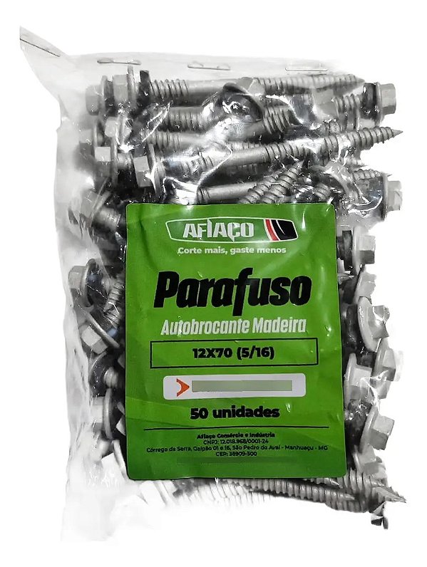 Parafuso Auto Brocante Para Madeira 12x70 5/16 Afiaço 50 Und