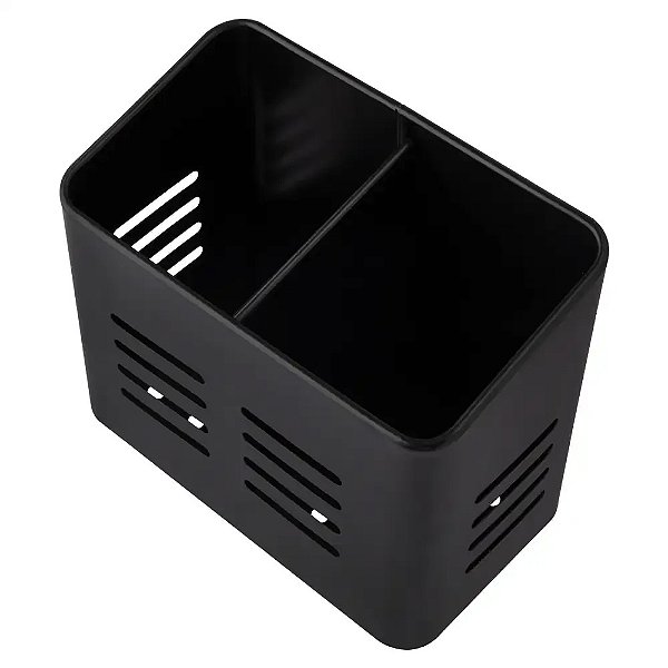 Escorredor e Porta Utensílios e Talheres Retangular Preto