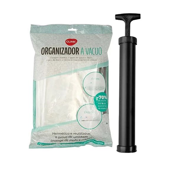 Kit 6 Saco à Vacuo com em Tamanhos Variados com Bomba de Plastico