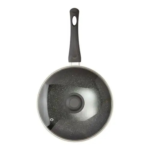 Frigideira Wok  Antiaderente com Revestimento Cerâmico com Tampa Cinza 28cm