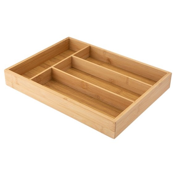Organizador de Talheres com 4 Divisórias de Bambu