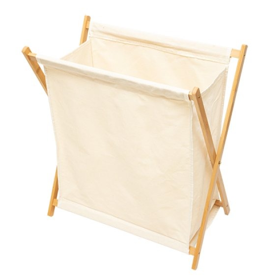 Cesto Organizador Dobrável em Bambu e Poliéster Nude 50x38x56 cm