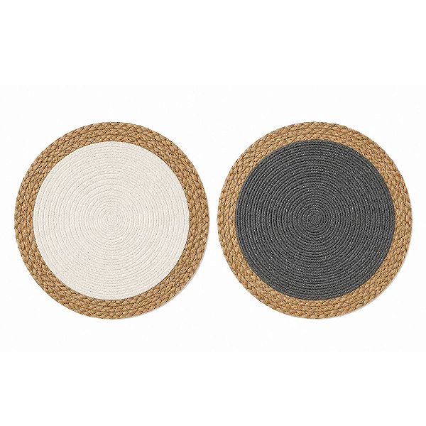 Kit 4 Jogo Americano Redondo Fibra Natural e Algodão 38 x 38 cm