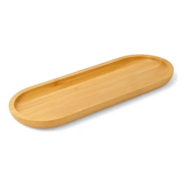 Bandeja e Petisqueira Oval para Servir e Decorar de Bambu 31cm