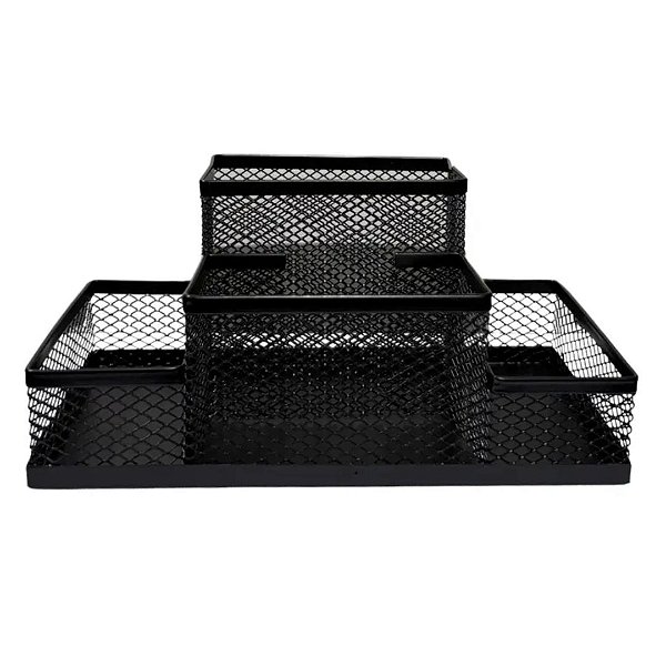 Organizador de Mesa Multiuso de Metal Preto