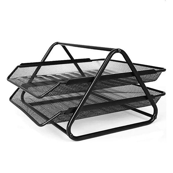 Organizador de Mesa e Correspondencia Multiuso de Metal Preto