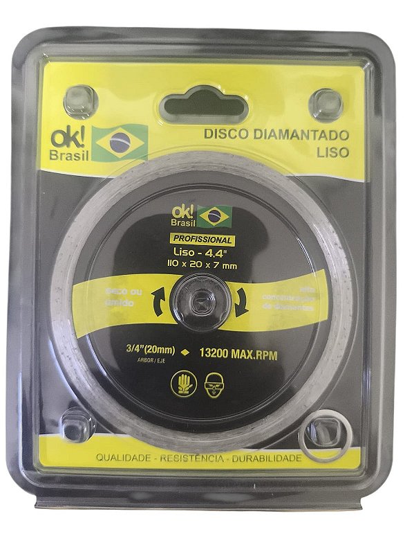 DISCO DIAMANTADO LISO PRO OK BRASIL 110x20x08 mm