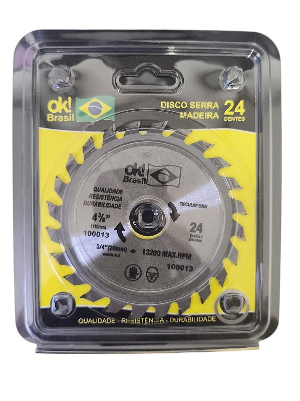 DISCO SERRA MADEIRA 4" 110x20 24 DENTE OK Brasil