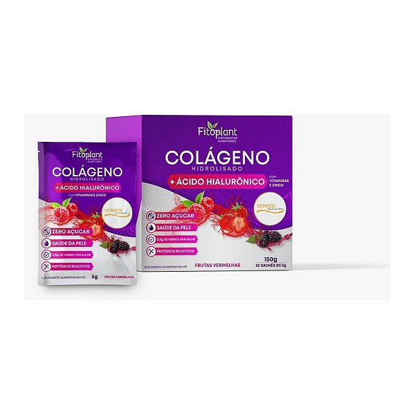 COLÁGENO HIDROLISADO + ÁCIDO HIALURÔNICO CX C/ 30 sch de 5g