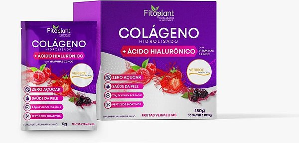 COLÁGENO HIDROLISADO + ÁCIDO HIALURÔNICO CX C/ 30 sch de 5g