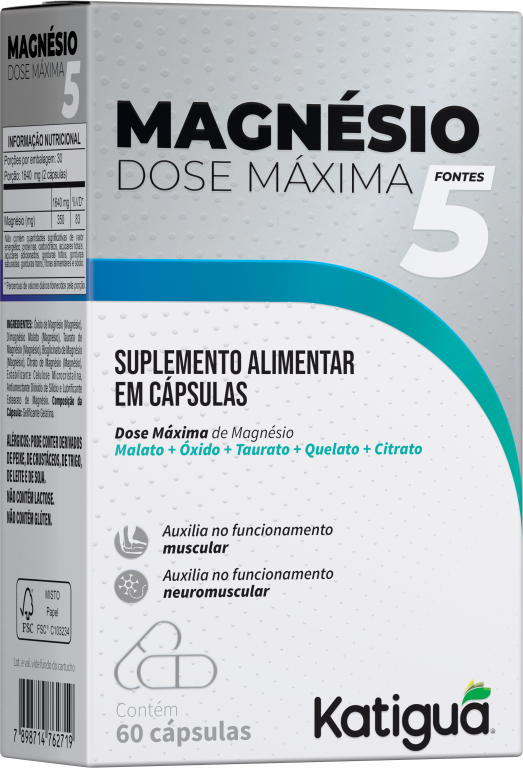MAGNÉSIO 5 FONTES DOSE MAXIMA 60CAPS KATIGUA