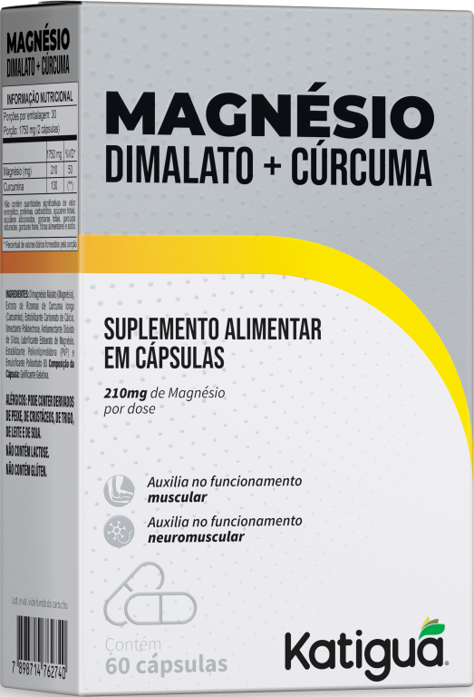 MAGNÉSIO DIMALATO + CÚRCUMA 210MG 60CAPS KATIGUA