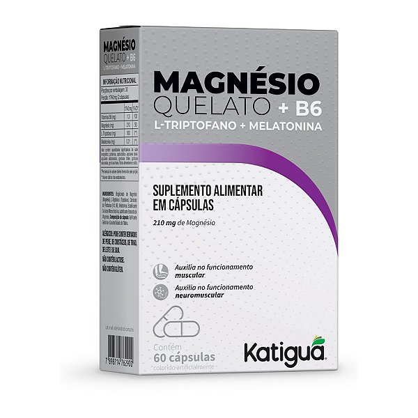 MAGNÉSIO QUELATO 210MG+TRIP+MELAT 60CAPS KATIGUA