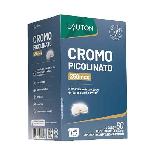 PICOLINATO DE CROMO 250mcg 60comp (1 AO DIA) LAUTON