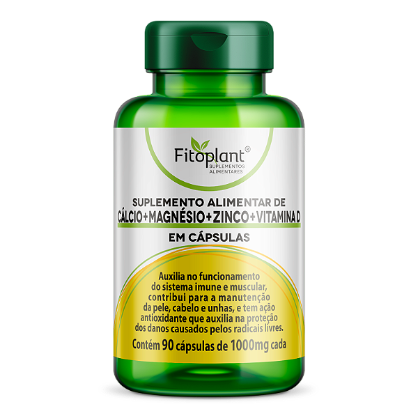 SUPLEMENTO CÁLCIO + MAGNÉSIO + ZINCO + VIT D 1850mg 90caps