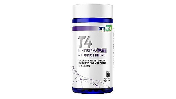 T4 (L-TRIPTOFANO+MAGNÉSIO+ZINCO+B6+B9)500mg 60caps